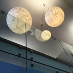 White Moon Pendant Light with FRP Fiber Shade and E26/E27 Socket