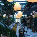 White Moon Pendant Light with FRP Fiber Shade and E26/E27 Socket
