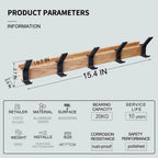 Wall Mounted Coat Rack with Movable Hooks Scandinavian Wood and Aluminum Coat Hook Rail for Entryway Hallway and Bedroom