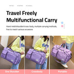Sports Duffel Bag with Shoe Compartment Water-Repellent Oxford Fabric Travel Gym Bag with Multiple Pockets and Shoulder Strap