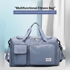 Sports Duffel Bag with Shoe Compartment Water-Repellent Oxford Fabric Travel Gym Bag with Multiple Pockets and Shoulder Strap