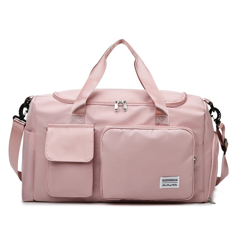 Sports Duffel Bag with Shoe Compartment Water-Repellent Oxford Fabric Travel Gym Bag with Multiple Pockets and Shoulder Strap