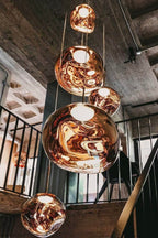 Modern Lava Crackle Glass Globe Pendant Light