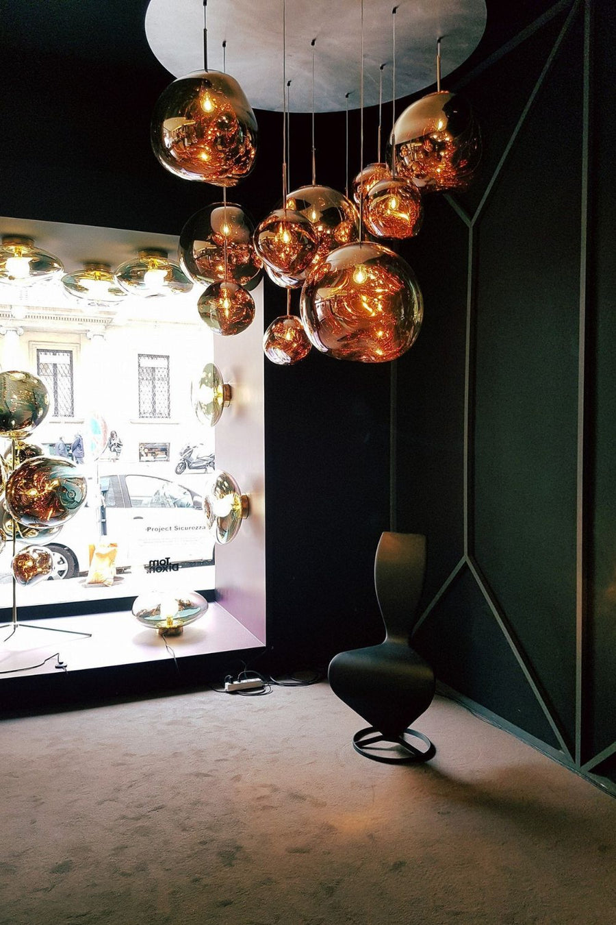Modern Lava Crackle Glass Globe Pendant Light