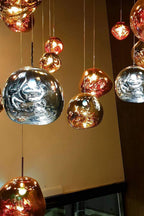 Modern Lava Crackle Glass Globe Pendant Light