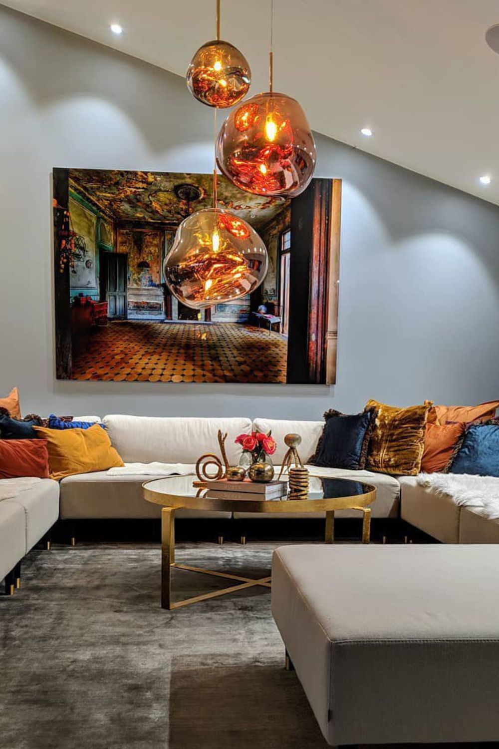Modern Lava Crackle Glass Globe Pendant Light