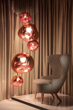 Modern Lava Crackle Glass Globe Pendant Light