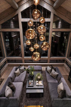 Modern Lava Crackle Glass Globe Pendant Light