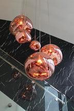 Modern Lava Crackle Glass Globe Pendant Light