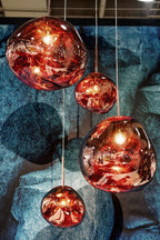 Modern Lava Crackle Glass Globe Pendant Light