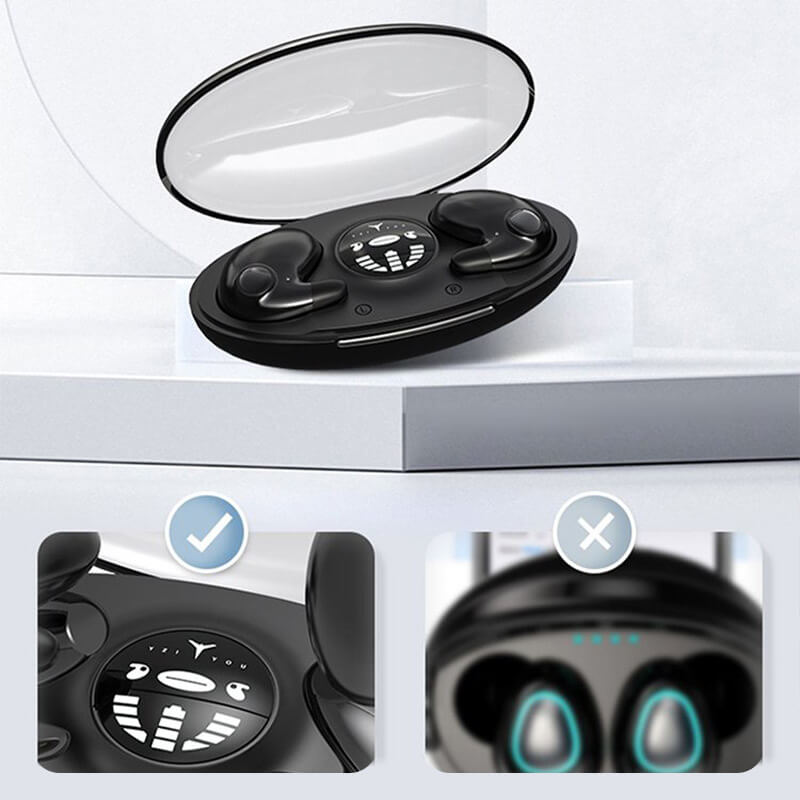 Sleep Earbuds Wireless Bluetooth In-Ear Headphones for Side Sleepers Waterproof Noise Isolating Earphones with Charging Case and Microphone