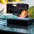 Portable Bioethanol Tabletop Fireplace with Tempered Glass Smokeless Indoor Outdoor Table Fire Pit