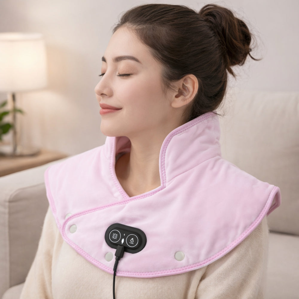 Electric Neck and Shoulder Heating Pad with Vibration and USB Power