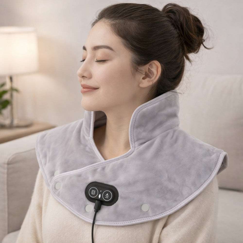 Electric Neck and Shoulder Heating Pad with Vibration and USB Power