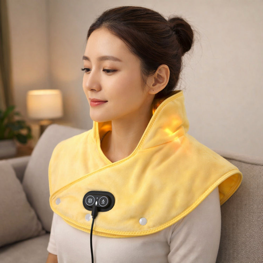 Electric Neck and Shoulder Heating Pad with Vibration and USB Power