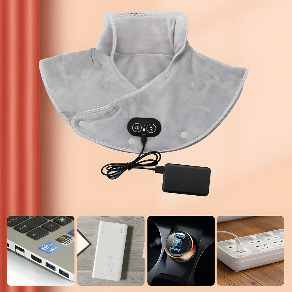 Electric Neck and Shoulder Heating Pad with Vibration and USB Power
