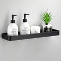 No Drill Bathroom Shelf Adhesive Aluminum Shower Caddy Wall Mounted Storage Rack Rustproof with Optional Towel Hooks