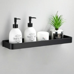 No Drill Bathroom Shelf Adhesive Aluminum Shower Caddy Wall Mounted Storage Rack Rustproof with Optional Towel Hooks