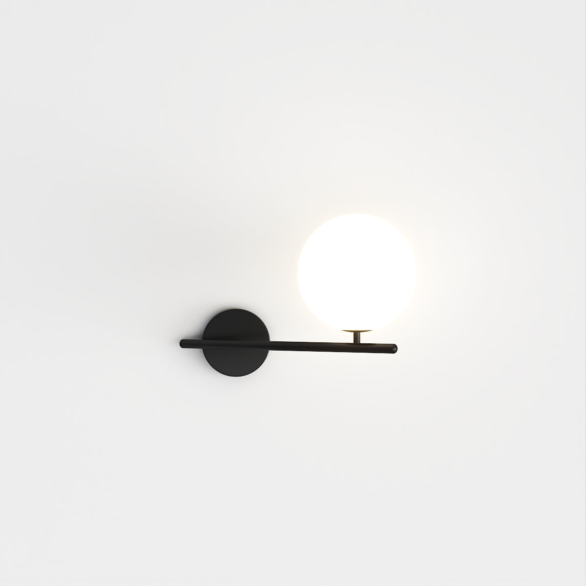 Modern Globe Wall Sconce with Slim Stem and Round Backplate