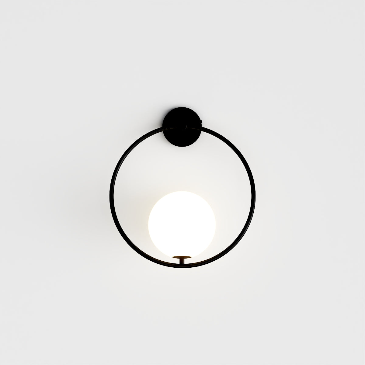 Modern Globe Wall Sconce with Slim Stem and Round Backplate