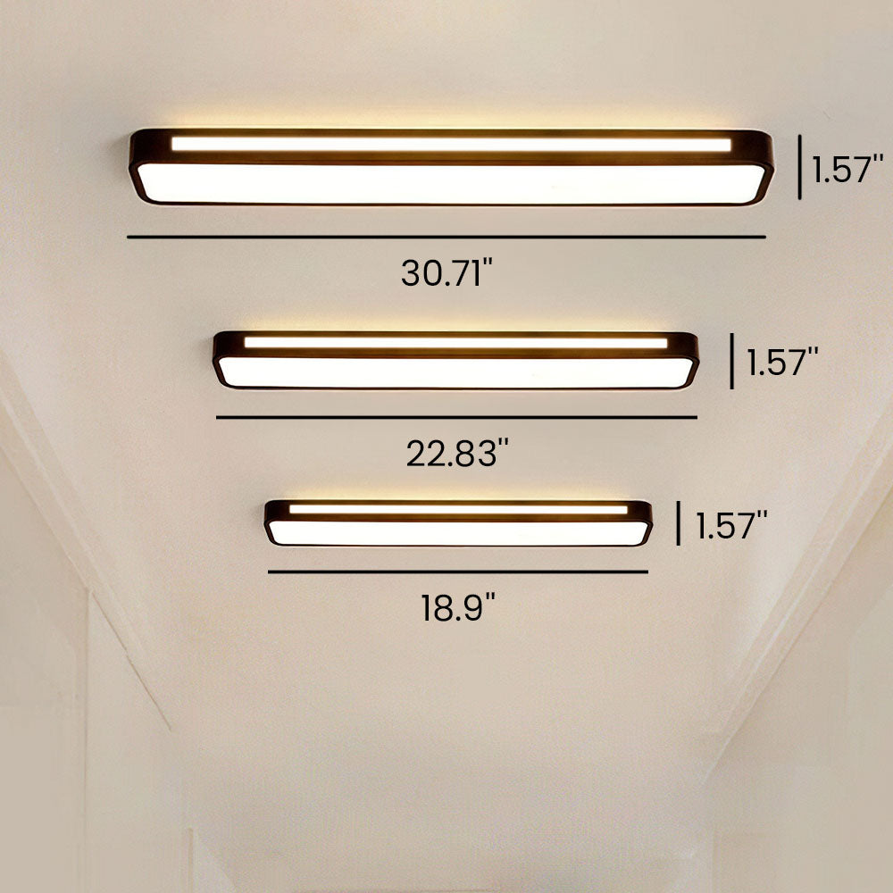 Modern Long Rectangle Flush Mount Ceiling Light with LED