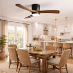 Modern Wooden Ceiling Fan with Remote Control and LED Light