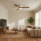 Modern Wooden Ceiling Fan with Remote Control and LED Light