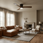 Modern Wooden Ceiling Fan with Remote Control and LED Light
