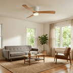 Modern Wooden Ceiling Fan with Remote Control and LED Light