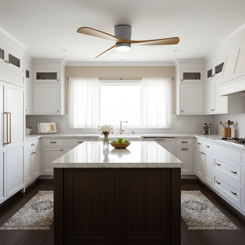 Modern Wooden Ceiling Fan with Remote Control and LED Light