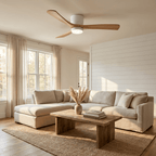Modern Wooden Ceiling Fan with Remote Control and LED Light