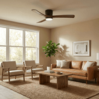 Modern Wooden Ceiling Fan with Remote Control and LED Light