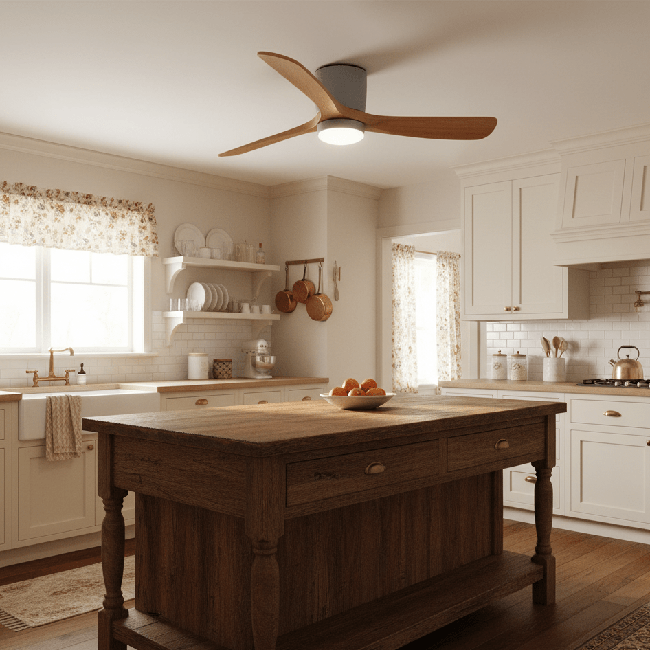 Modern Wooden Ceiling Fan with Remote Control and LED Light