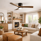 Modern Wooden Ceiling Fan with Remote Control and LED Light