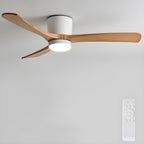 Modern Wooden Ceiling Fan with Remote Control and LED Light