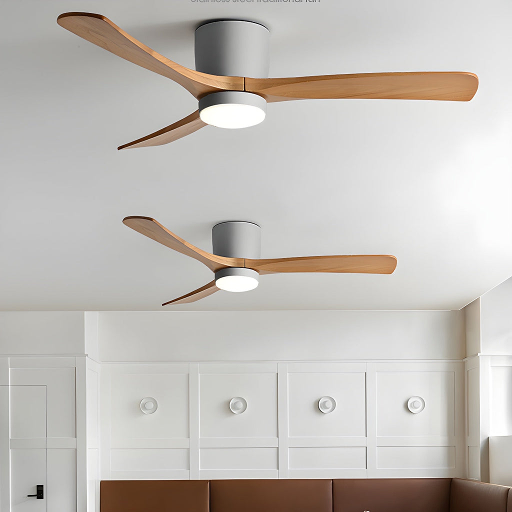 Modern Wooden Ceiling Fan with Remote Control and LED Light