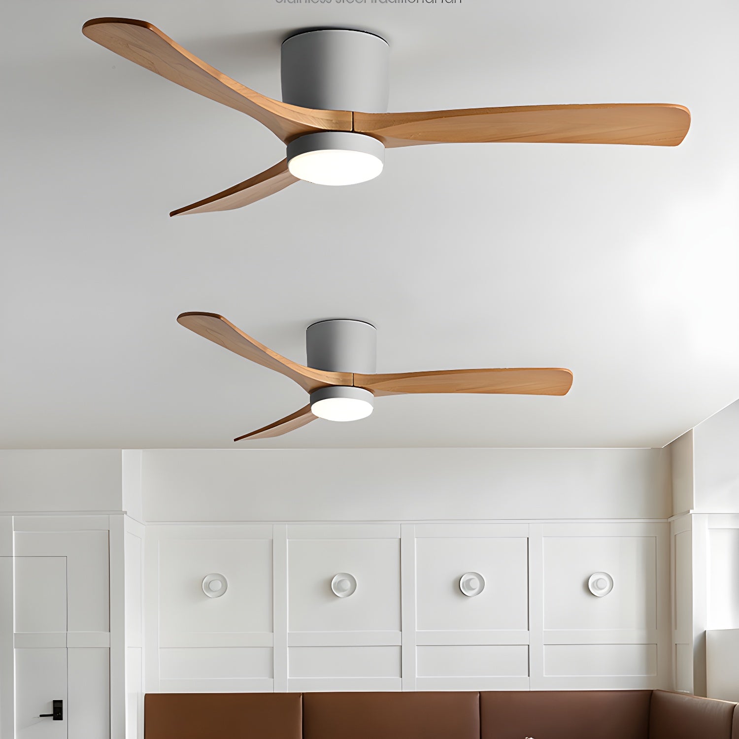 Modern Wooden Ceiling Fan with Remote Control and LED Light