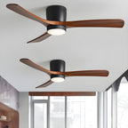 Modern Wooden Ceiling Fan with Remote Control and LED Light