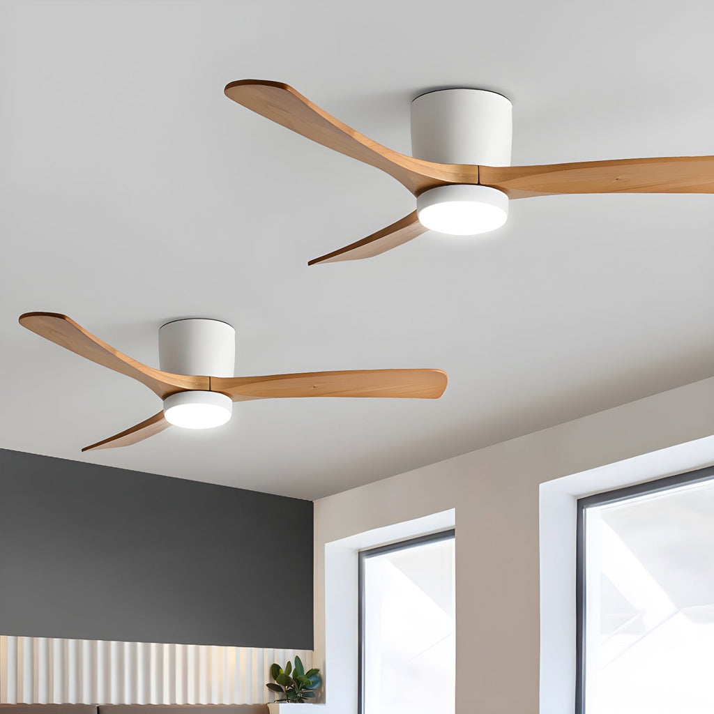 Modern Wooden Ceiling Fan with Remote Control and LED Light