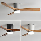 Modern Wooden Ceiling Fan with Remote Control and LED Light