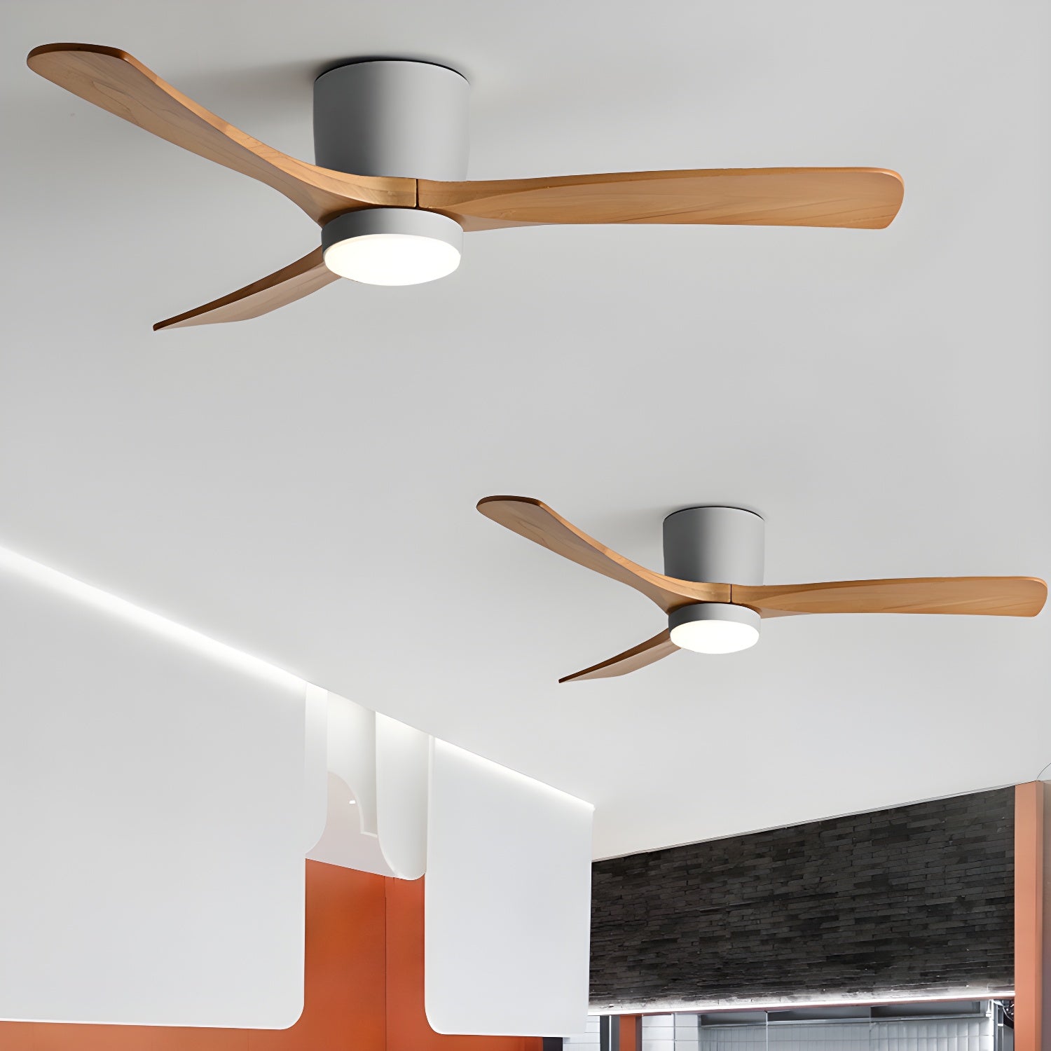 Modern Wooden Ceiling Fan with Remote Control and LED Light