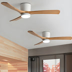 Modern Wooden Ceiling Fan with Remote Control and LED Light