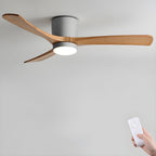 Modern Wooden Ceiling Fan with Remote Control and LED Light
