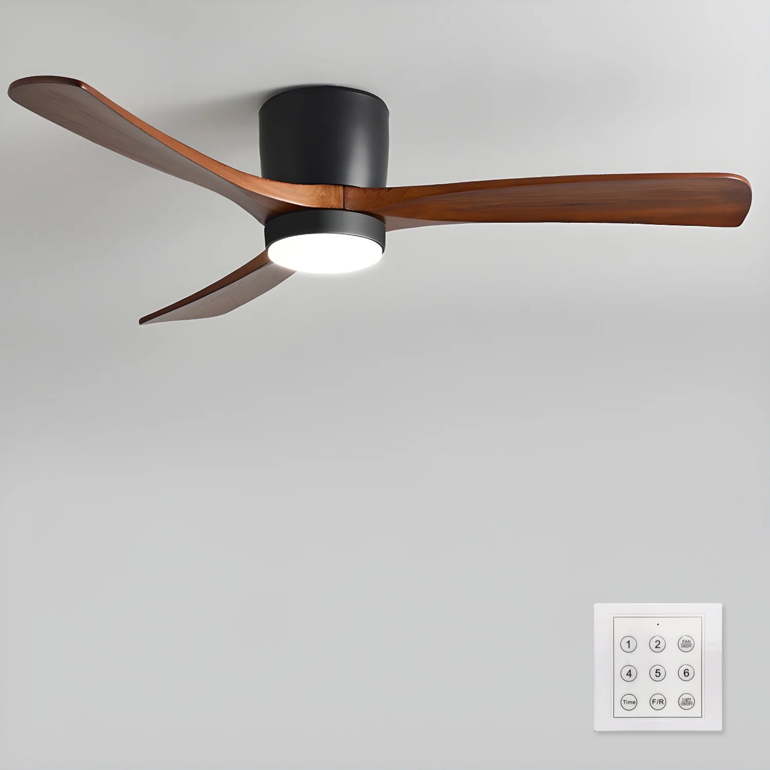 Modern Wooden Ceiling Fan with Remote Control and LED Light