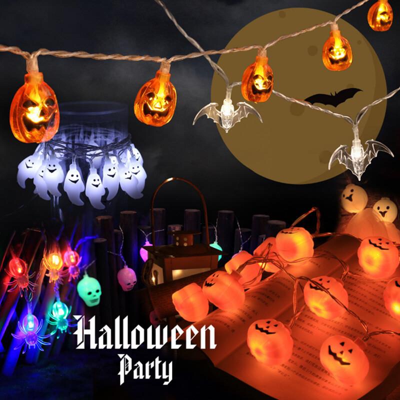 Halloween Pumpkin String Lights Orange Jack-O-Lantern LED Decorative Plastic Fairy Lights for Party Garden and Bedroom Decoration
