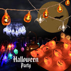 Halloween Pumpkin String Lights Orange Jack-O-Lantern LED Decorative Plastic Fairy Lights for Party Garden and Bedroom Decoration