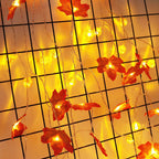 Fall Maple Leaf String Lights Battery Operated LED Autumn Leaf Garland Fairy Lights for Halloween Thanksgiving Party and Bedroom Decoration