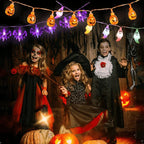 Halloween Pumpkin String Lights Orange Jack-O-Lantern LED Decorative Plastic Fairy Lights for Party Garden and Bedroom Decoration