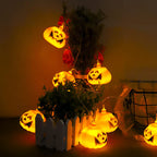 Halloween Pumpkin LED String Light Festive Carved Pumpkin Lanterns Plastic Decorative Lamp String for Party Garden and Dormitory