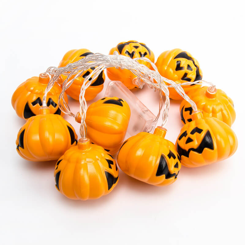 Halloween Pumpkin LED String Light Festive Carved Pumpkin Lanterns Plastic Decorative Lamp String for Party Garden and Dormitory